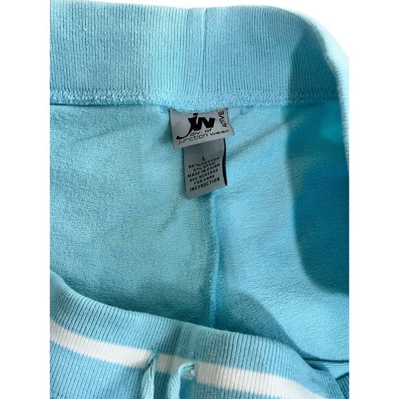 Vintage Junction West Active Sweatpants Sz L Light Blue Wide Leg Drawstring - Picture 2 of 5